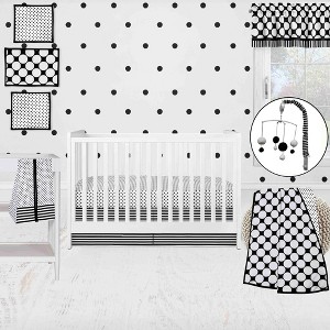 Bacati - Dots Stripes Black/White 10 pc Crib Bedding Set with 2 Crib Fitted Sheets - 1 of 4