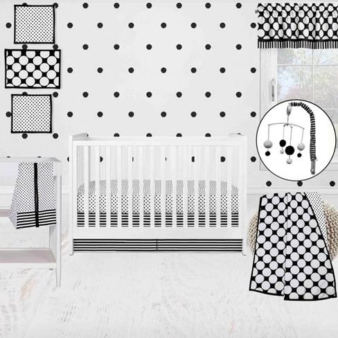 Black and white store striped crib sheet