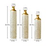 JANSNO Large Modern Floor Metal Vases Set of 3 with White Glazed Embossed Finish for Home Decor - 3 of 4