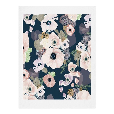 Khristian A Howell Une Femme In Blue Art Print 16" x 20" - Deny Designs: Modern Botanical Wall Decor, Digital Artwork
