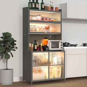 73'' Tall Metal Pantry Cabinet with Flip Doors,Adjustable Shelves and Pegboard Panel for Kitchen or Dining Room-The Pop Home - 1 of 4