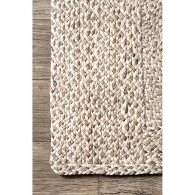 Handmade Natural Jute Trellis Braided Rectangular Area Rug 10' x 14'