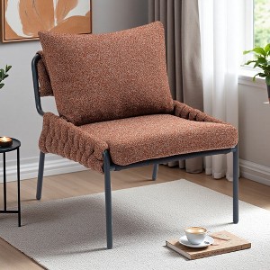 Braided Upholstery Lounge Chair with Metal Frame and Adjustable Feet - 1 of 4