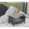Vynxaria Patio Coffee Tables - 34.6" Outdoor Furniture with Tempered Glass Top - 3 of 4