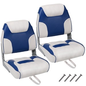 Garvee 2 Pack Boat Seats Low Back, Folding Fishing Boat Chair with Thickened Sponge Padding and Hinge for Sightseeing Boat, Speedboat, Canoe - 1 of 4