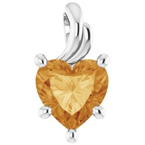 Pompeii3 7mm Citrine Women's Heart Pendant in 14k Gold Necklace 5mm Tall - 1 of 4