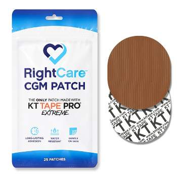 RightCare CGM Adhesive Synthetic Patch for G6, Uncovered Oval, Caramel, Bag of 25