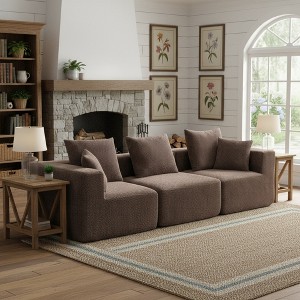 Whisen 3-Seat Modular Sectional Sofa, All-Foam Compressed Deep-Seat Couch with Textured Chenille, Tool-Free Assembly - 1 of 4