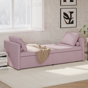 Modern Linen Fabric Upholstered Chaise Lounge, Small Single Daybed - ModernLuxe - 1 of 4