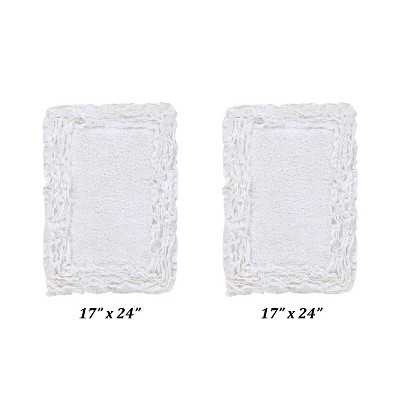 Shaggy Border Collection 2-Piece Bath Rug Set 100% Cotton Tufted Weave Ruffle Border Pattern Bathroom Rug for Machine Washable Bathmat