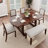 Extendable Dining Table Set for 6,6-Piece Kitchen Table with Bench and Upholstered Chairs,Traditional Wood Dining Set-The Pop Home - 3 of 4