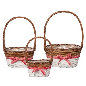 Wickerwise Set of 3 Rattan Woven Baskets with Handle and Plastic Lining, Sturdy and Stylish Picnic and Gift Baskets - 1 of 4