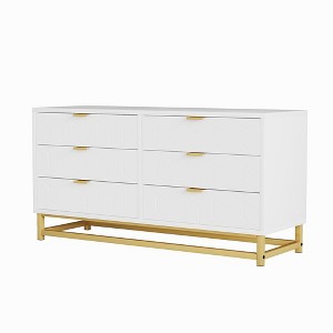 Premium  Narrow Dresser for Small Spaces - Modern Wooden Chest of Drawers with Metal Legs & Handles - Versatile TV Stand - 1 of 4