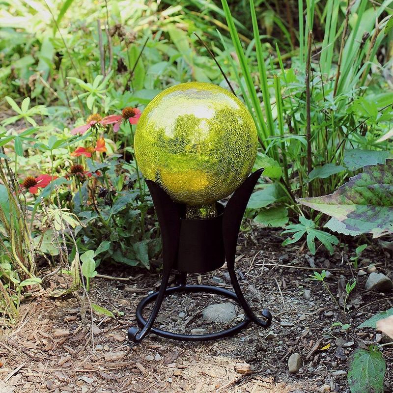 7.75&#34;  Small Iron Trestle Gazing Globe Ball Stand Black Powder Coat Finish - ACHLA Designs, 4 of 5