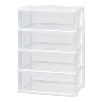 Plastic Storage Unit 5 Drawers 55 Litres Large - Silver & Clear by