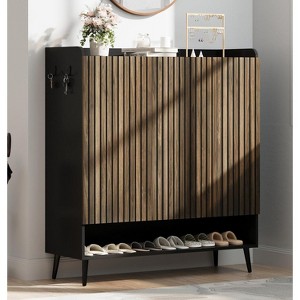 Coucheta 3-Door Shoe Cabinet - 6-Tier Entryway Storage with Adjustable Shelves & Built-in Hooks - 1 of 4
