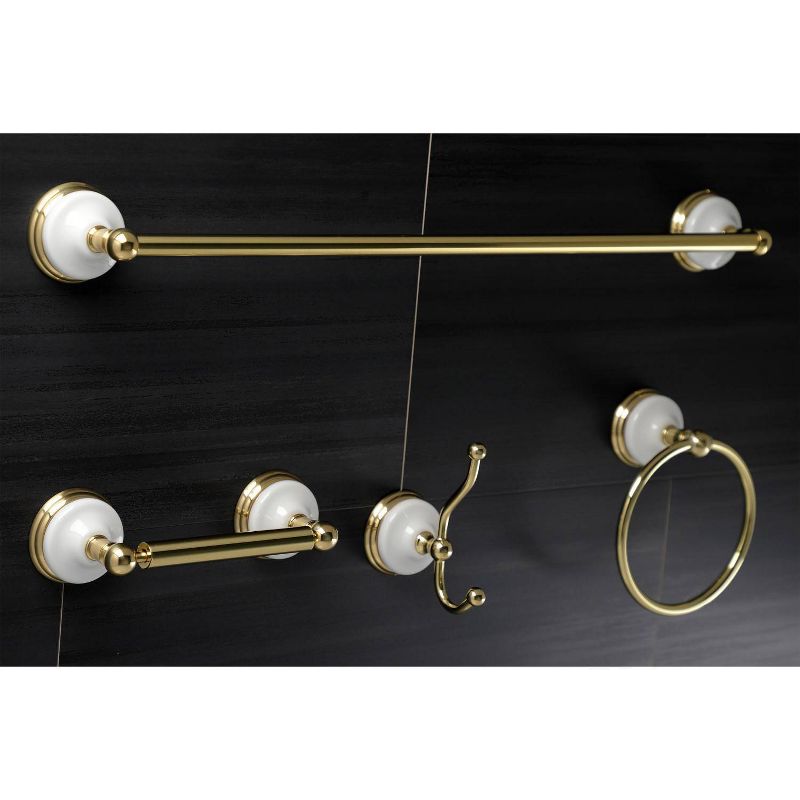 4pc Victorian Porcelain Bathroom Accessory Set Polished Brass - Kingston Brass, 3 of 4