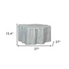 HomeRoots 37" Silver Aluminum Free Form Solid Coffee Table - 3 of 4