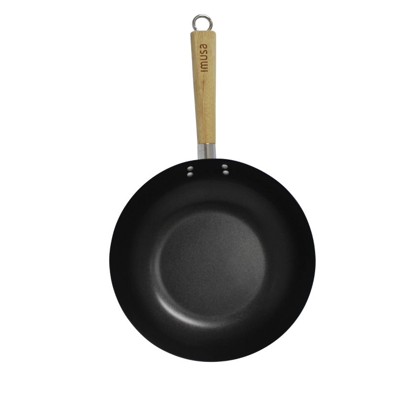 IMUSA 11" Carbon Steel Wok with Wooden Handle Black, 5 of 7