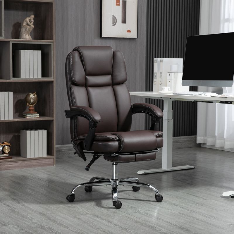 Vinsetto Massage Office Chair with Heat, Adjustable Height and Footrest, PU Leather Comfy Computer Desk Chair, 3 of 7