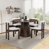 Sapphtopaz 47.24" Round Dining Table Kitchen Table Modern Wood Dining Table with Sturdy Cylindrical Base for Kitchen, Small Spaces - 2 of 4