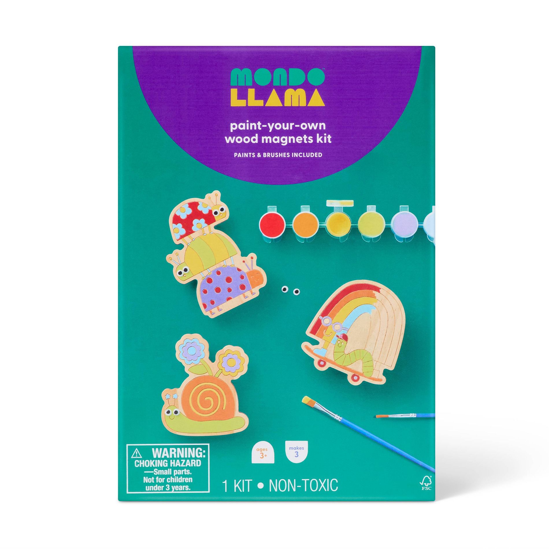 3ct Insect Wood Magnets Painting Craft Activity Kit - Mondo Llama™