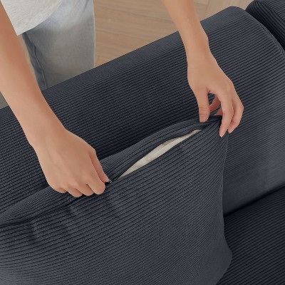 Zippered cushion cover and inner cushion visible