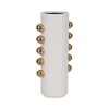 Modern Ceramic Vase with Metallic Accents - Home & Office Decor, Cylinder Shape, Decorative Centerpiece for Living Room, Bedroom - White & Gold - 4 of 4
