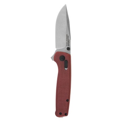 SOG Terminus XR G10 Survival and Hunting Folding Tactical Pocket Knife with Adjustable G10 Handle, Stonewashed Hardware, and Belt Clip, Crimson