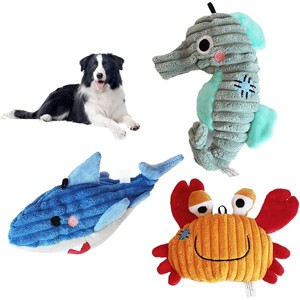 Plush Toys for Small and Medium Dogs, Cute Squeaky Dog Toy for Puppies, Durable Fabric Crinkle Paper chew Toys (3 Pack) - 1 of 1