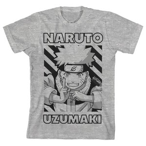Naruto Uzumaki Grayscale Graphic Youth Athletic Heather T-shirt - 1 of 2