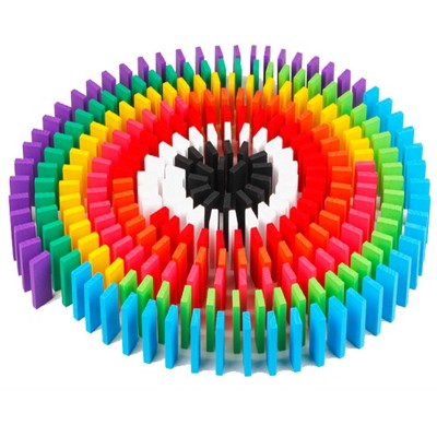 Probe Hues Probe Hues-100-Piece Wooden Domino Blocks, Educational Toy for Kids