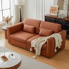 ATJafurn Mid Century Modern Sectional Leather Couch,  Orange Genuine Leather Sofa with Metal Legs 2 Pillows Deep Seat for Living Room - 4 of 4