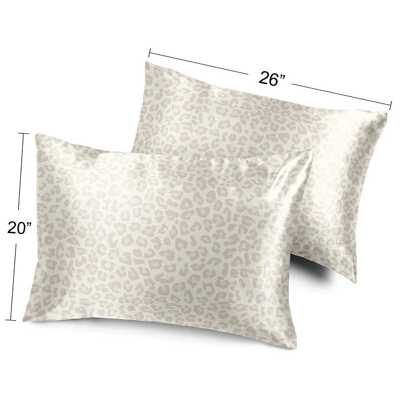 Sweet Jojo Designs Decorative Satin Pillowcases Cheetah Ivory Beige Gold 2pc, 4 of 7