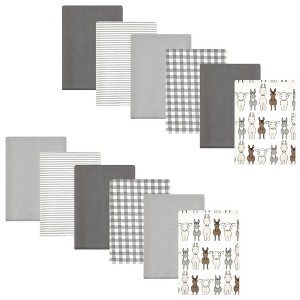 Hudson Baby Cotton Flannel Burp Cloths Bundle, Farm Friends Cream, One Size - 1 of 4