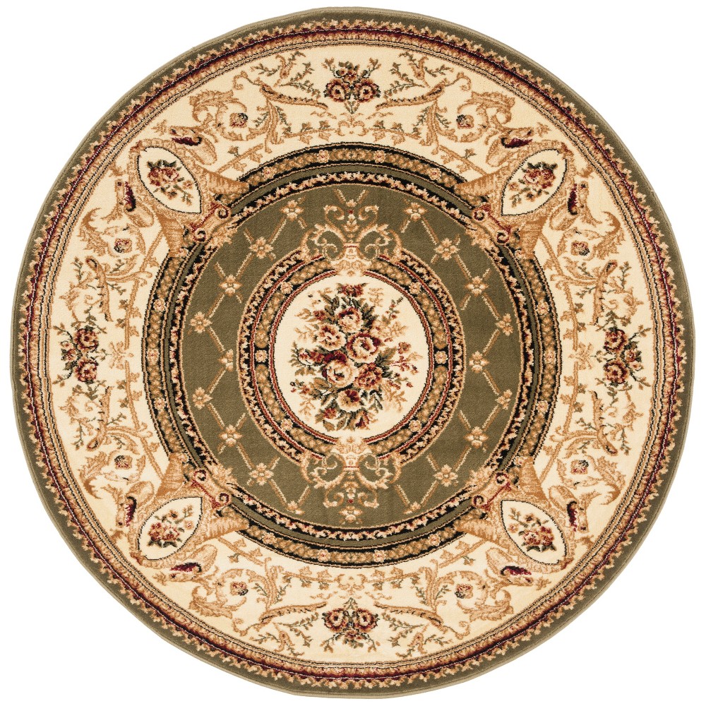 5'3inx5'3in Round Kimberley Medallion Loomed Rug Sage/Ivory Round - Safavieh