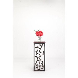 FCH Single-layer P2 Density Board Type C Leaf Pattern Brown Desktop Black Powder Coating Side Table - 1 of 4
