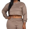 Slickblue Plus Size Taupe Crop Top and Shorts Set, Stretch Knit Lounge Set, Casual Fit, Size 1XL-3XL - 2 of 4