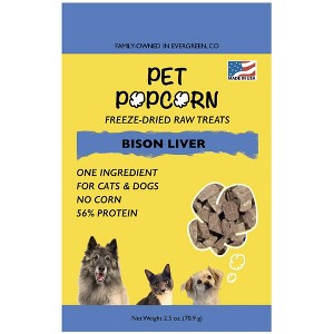 Pet Popcorn: Freeze-Dried Raw Treats - Bison Liver - 2.5oz Bag, Dog & Cat Snacks - 1 of 4