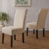 Kumasinova Beige Dining Chairs Set of 2,Upholstered T-Stitch Armless Chairs with Solid Wood Legs,Beige Kitchen Chairs for Dining Room,Living Room - 2 of 4