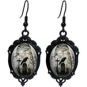Mysterious Victorian Witch Earrings - Vintage Gothic Cameo with Crystal Glass, a Timeless Punk Statement Piece - 1 of 2