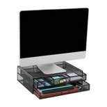 Mind Reader Metal Desk Monitor Stand/Riser with 2 Organizer Drawers Black