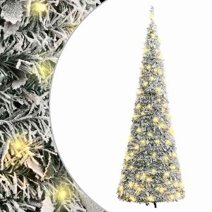 vidaXL Artificial Christmas Tree Green and White PVC and Metal - 47.2 in - 1 of 4