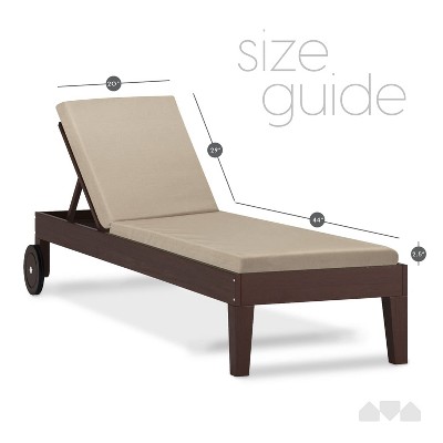 Red Memory Foam Outdoor Chaise Lounge Cushion with Waterproof Cover