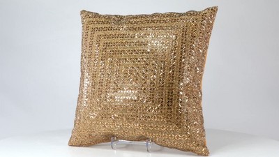 Madison Avenue Silver Rhinestone Velvet Square Pillow 20x20