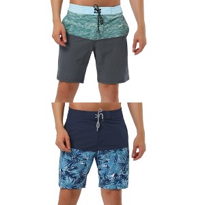 Lars Amadeus Men's Holiday Contrast Color Design Drawstring Waist Beach Board Shorts 2 Pack - 1 of 4