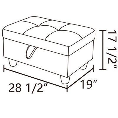 Red Flannel Polyester Blend Storage Ottoman with Solid Wood Frame
