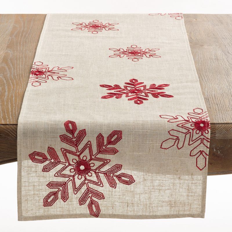 Saro Lifestyle Holiday Table Runner With Large Snowflakes, 1 of 4