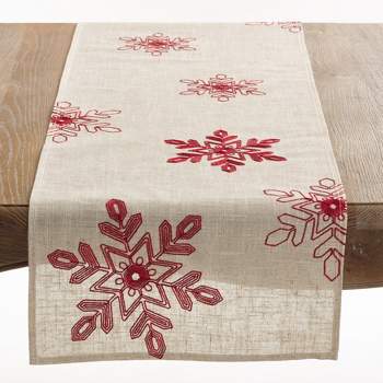 Saro Lifestyle Holiday Table Runner With Large Snowflakes