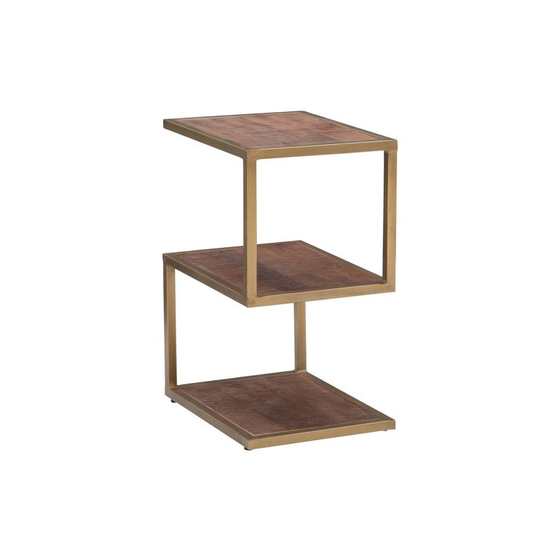 Elena Fully Assembled Mango Wood and Metal Side End Accent Table Gold - Powell, 5 of 12